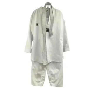 GENESIS TAEKWONDO WHITE V NECK SPLIT HEMLINE TOO W/BELT ELASTIC WAIST PANT 4/180